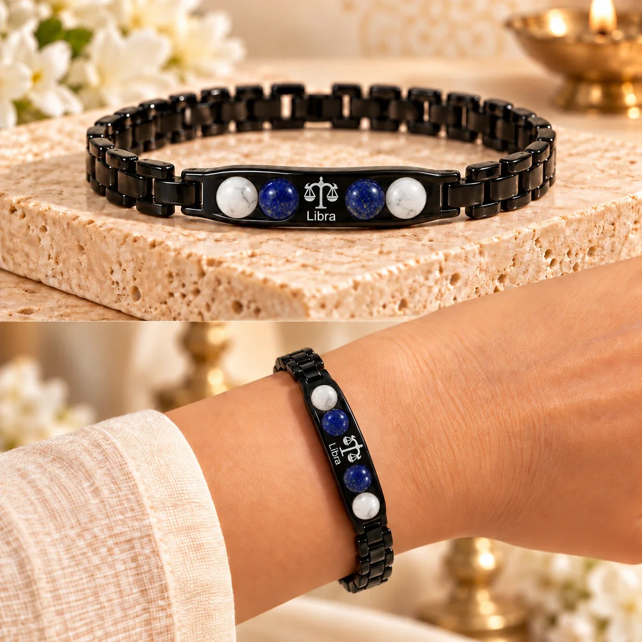 Libra Zodiac Black-Link Bracelet — buy online at Digveda