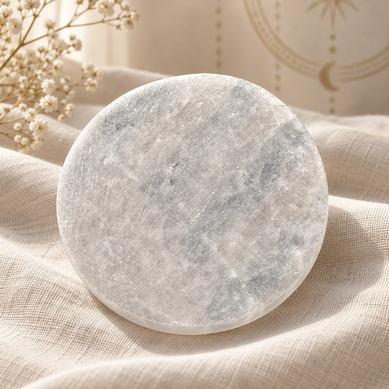 Moroccan selenite plate — buy online at Digveda