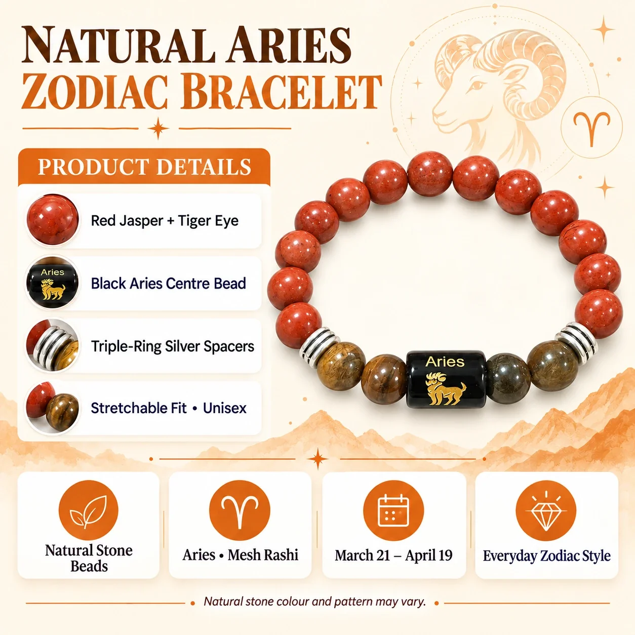 Aries (Mesh Rashi) Zodiac Bracelet — buy online at Digveda