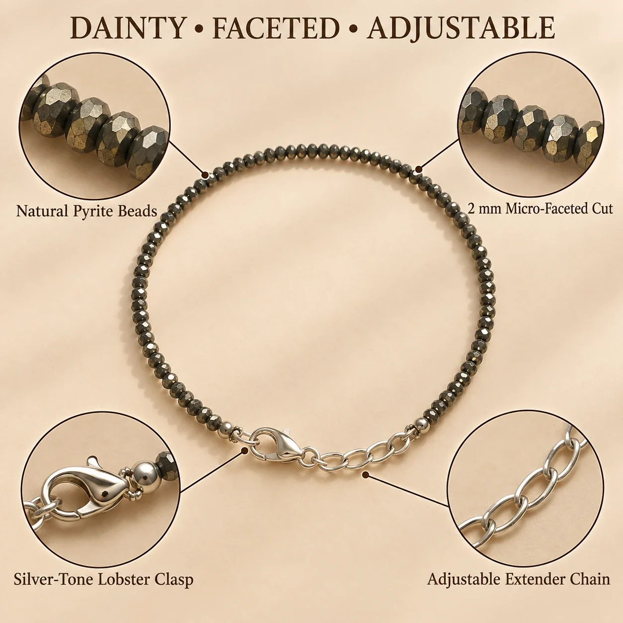 Natural Pyrite Anklet — buy online at Digveda