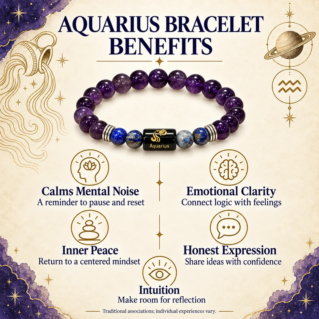 Aquarius (Kumbh Rashi) Zodiac Bracelet — buy online at Digveda