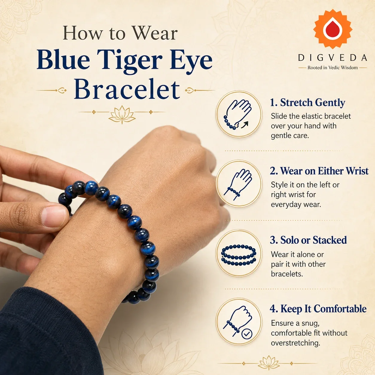 Blue Tiger Eye Bracelet — buy online at Digveda