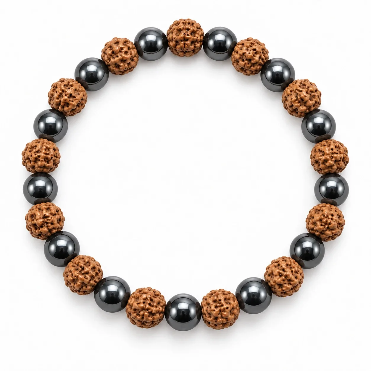 Rudraksha & Magnetic Hematite Healing Bracelet — buy online at Digveda