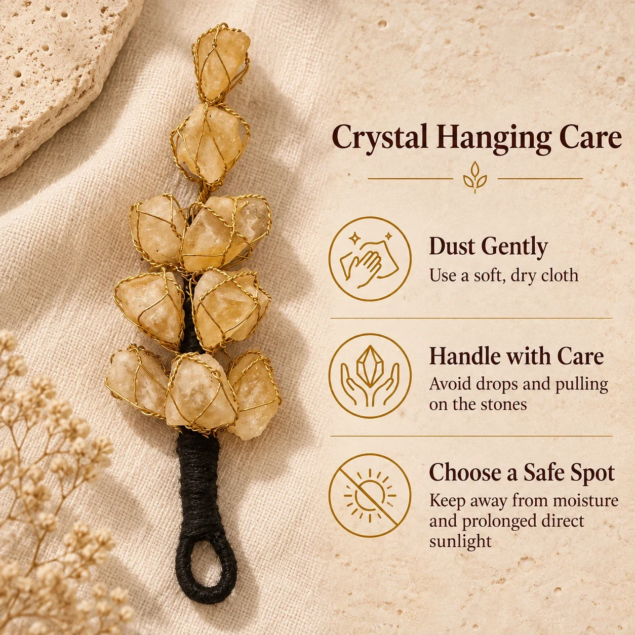 Citrine Crystal Cluster Hanging — buy online at Digveda