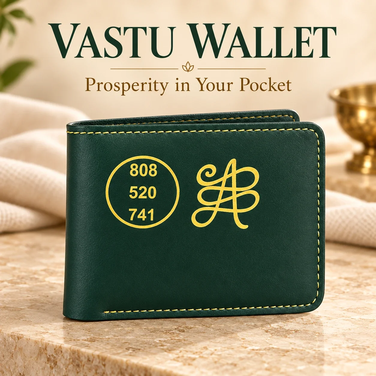 Product Name: Green Vastu Prosperity Bifold Wallet — buy online at Digveda