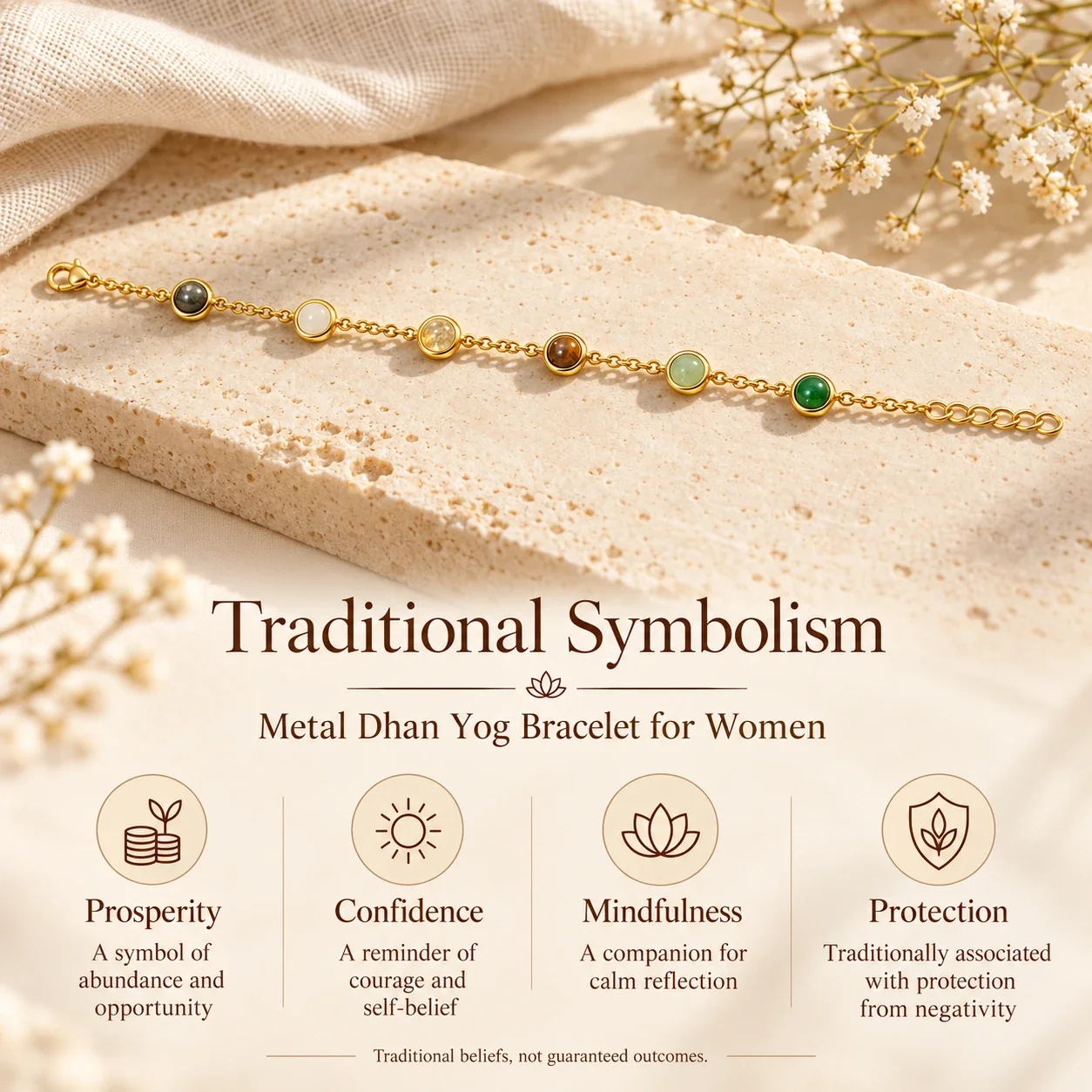 Dhan Yog crystal bracelet Gold Plated — buy online at Digveda