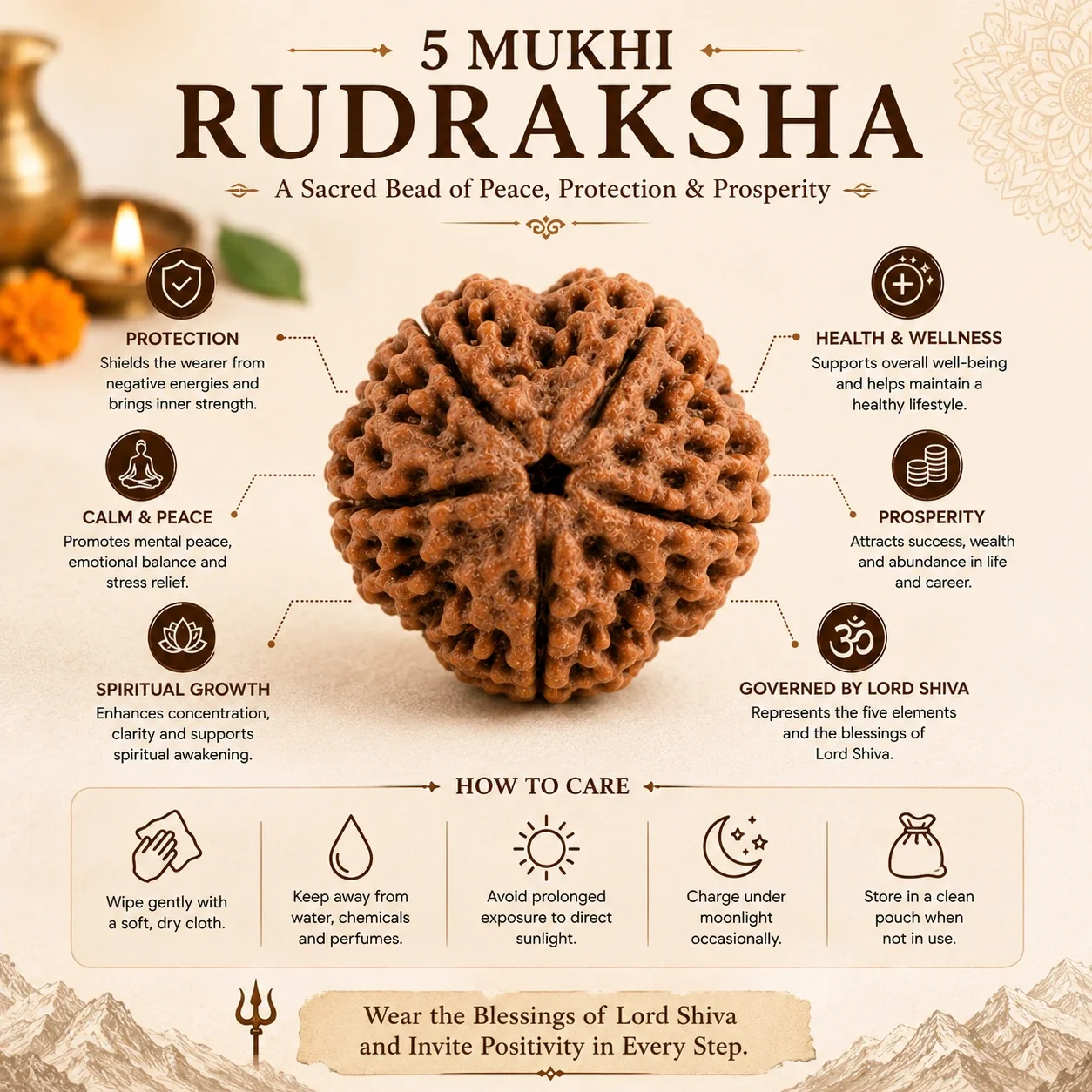 5 Mukhi Rudraksha — buy online at Digveda