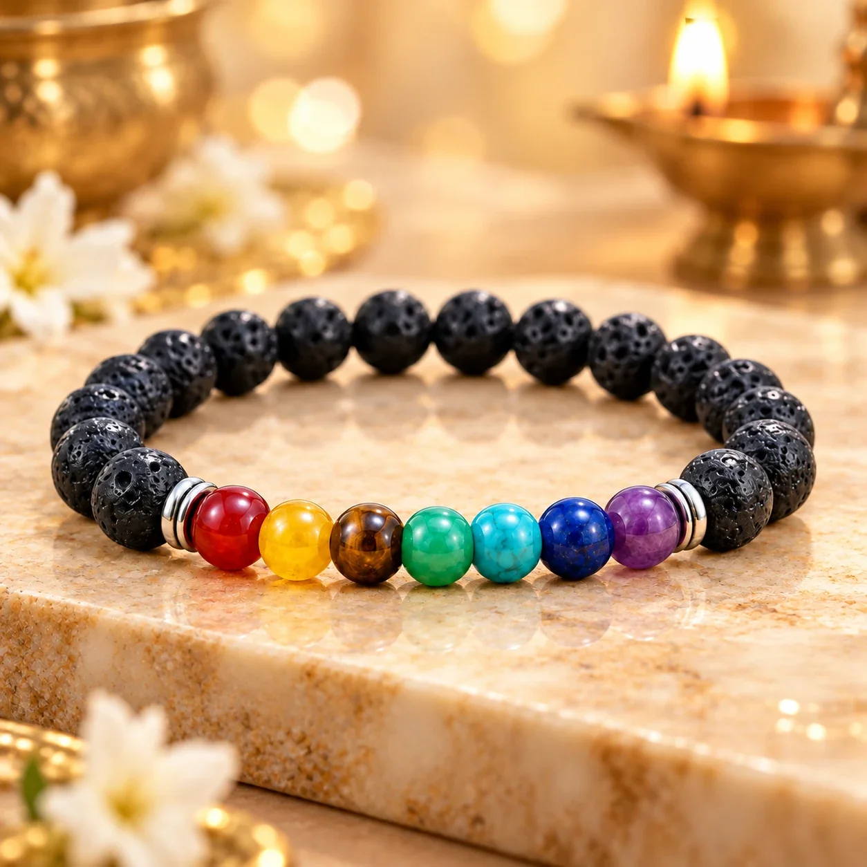 Lava Stone Chakra Bracelet — buy online at Digveda
