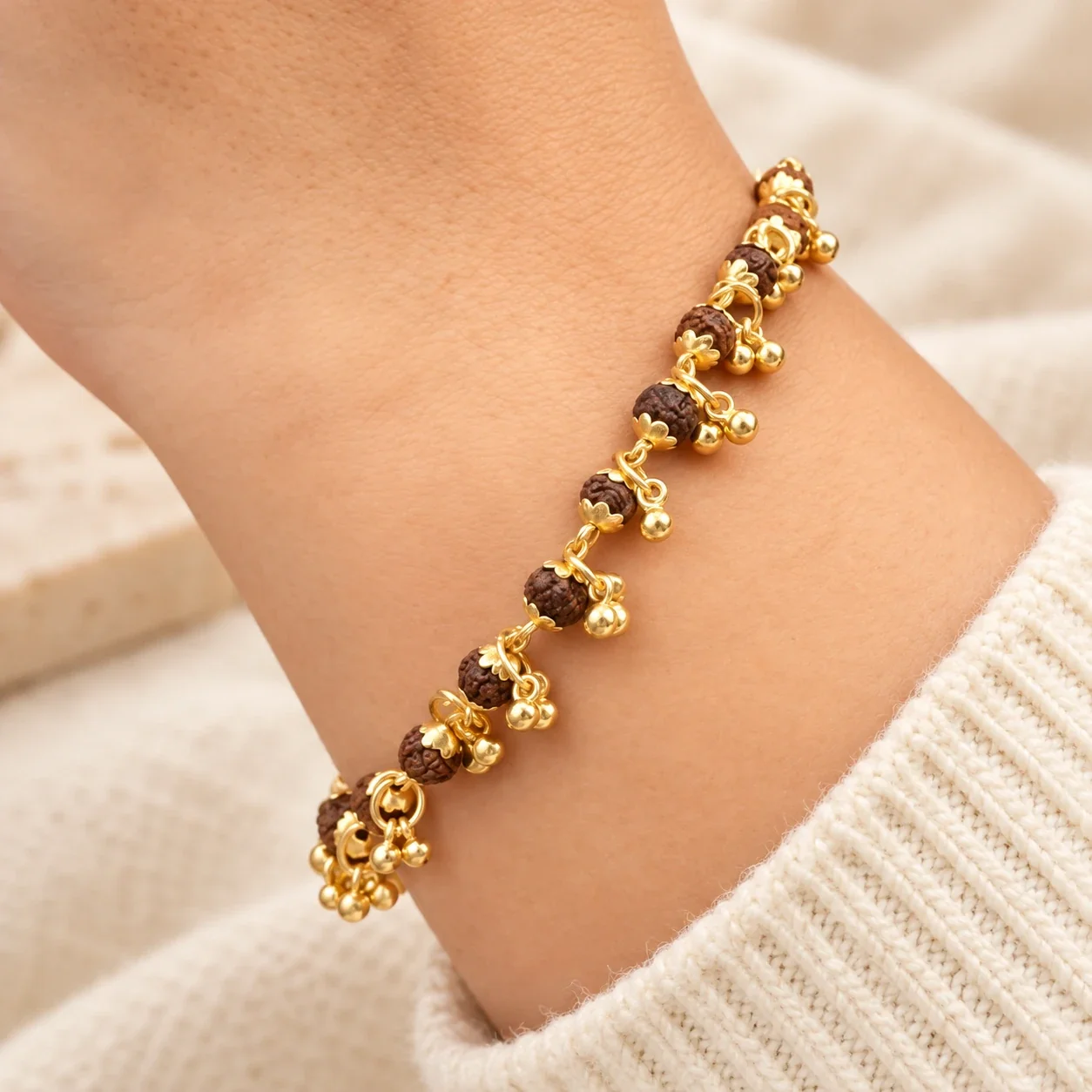 Gold Plated Elemental Rudraksha Bracelet For Women — buy online at Digveda