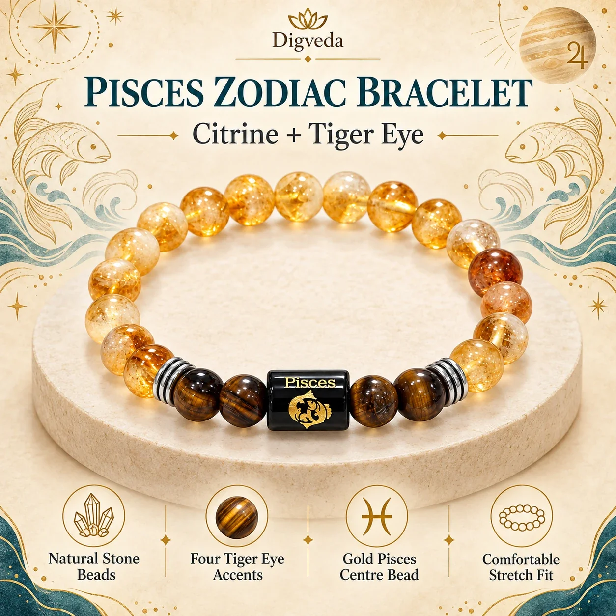Pisces (Meen Rashi) Zodiac Bracelet — buy online at Digveda