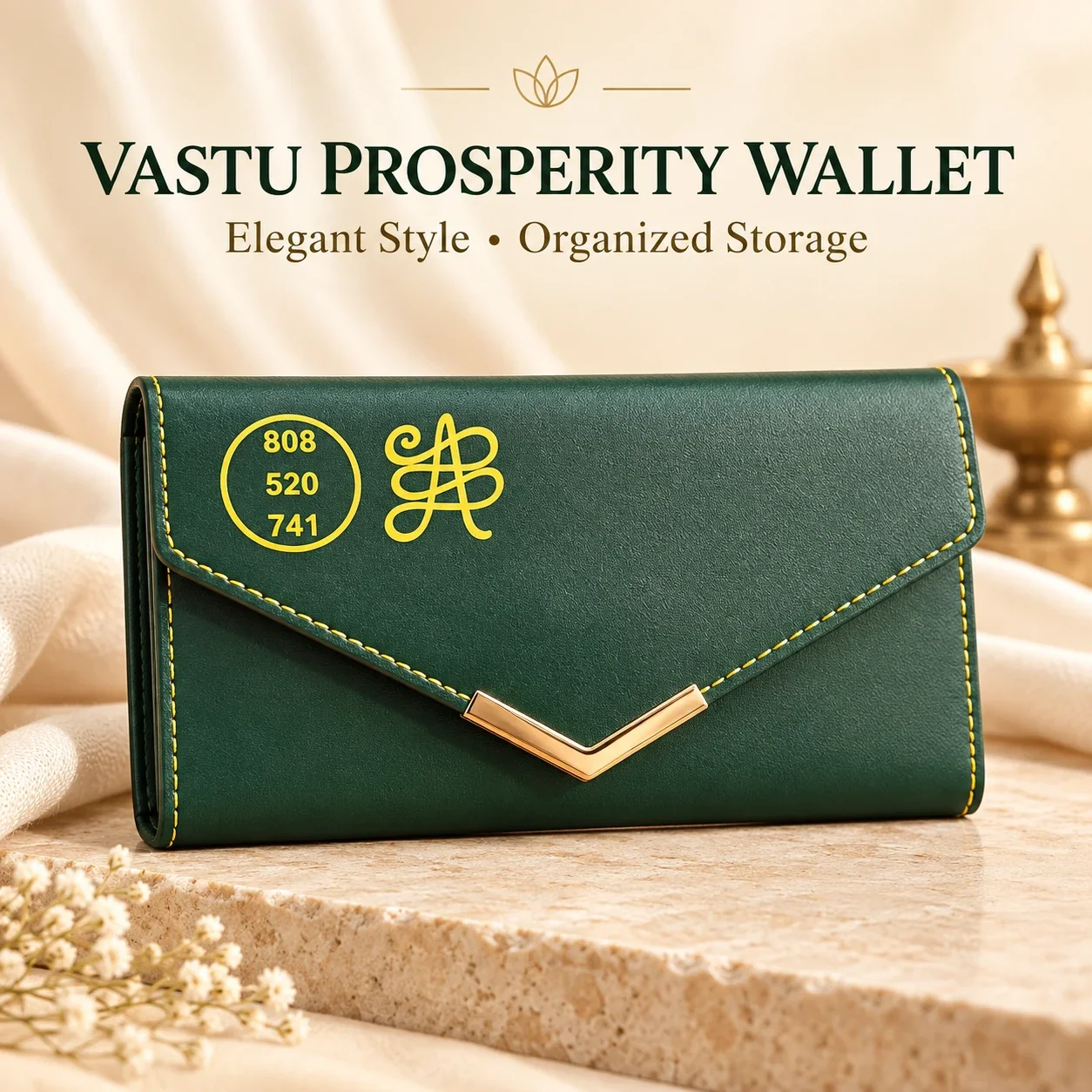 Women’s Green Vastu Prosperity Wallet — buy online at Digveda