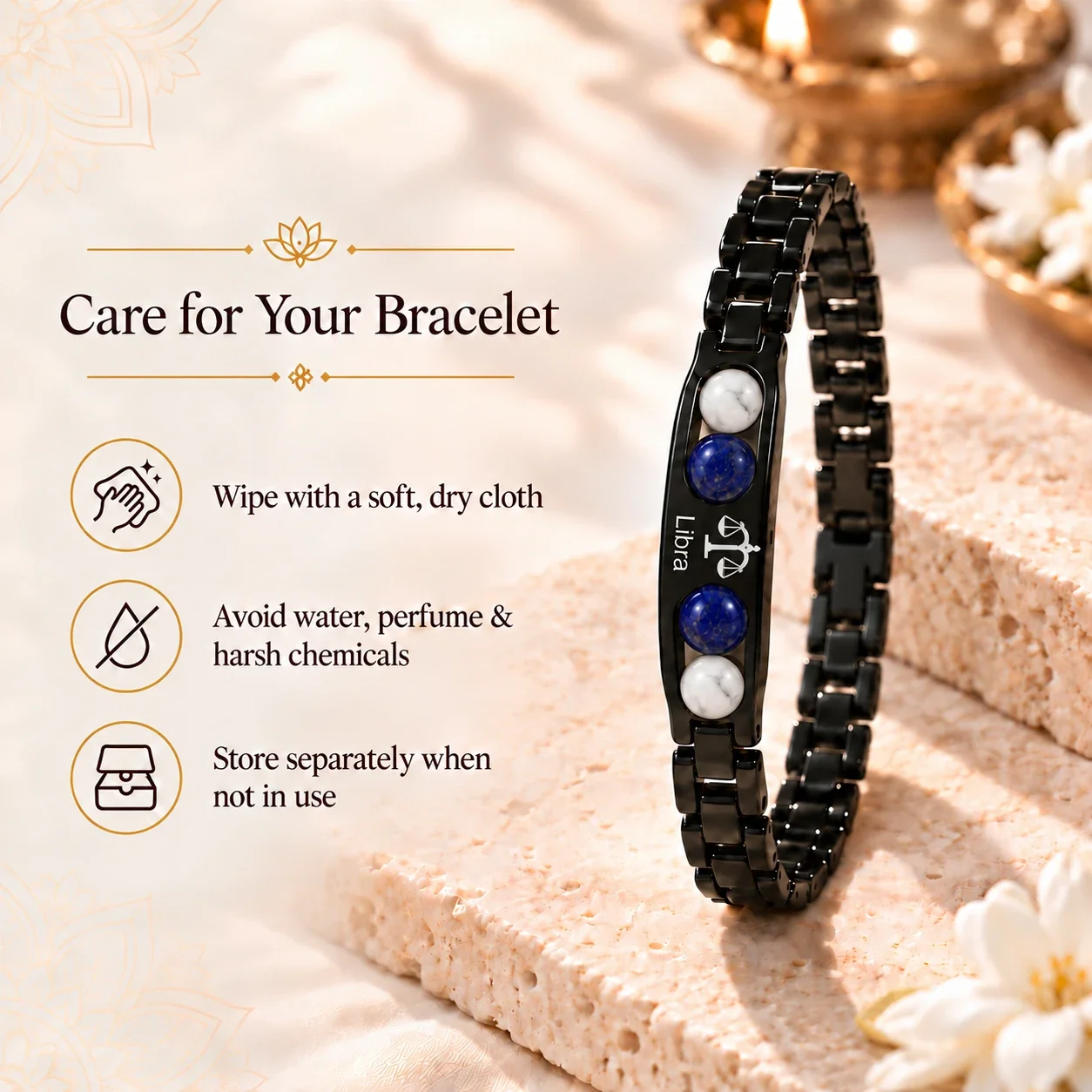 Libra Zodiac Black-Link Bracelet — buy online at Digveda
