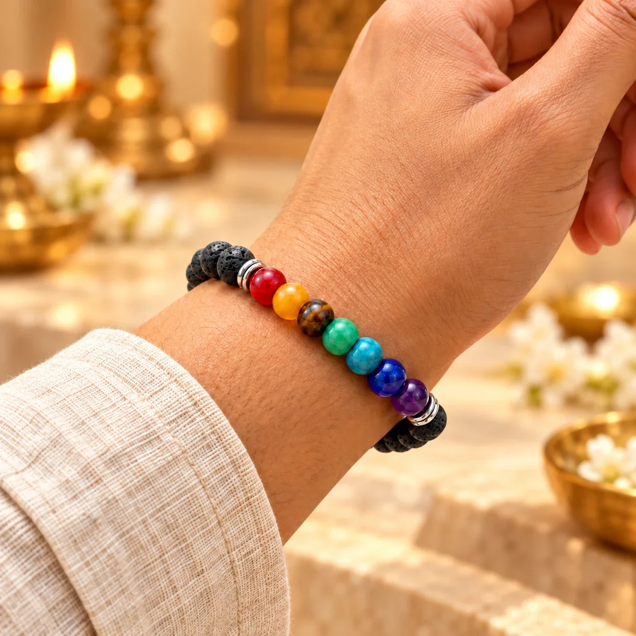 Lava Stone Chakra Bracelet — buy online at Digveda