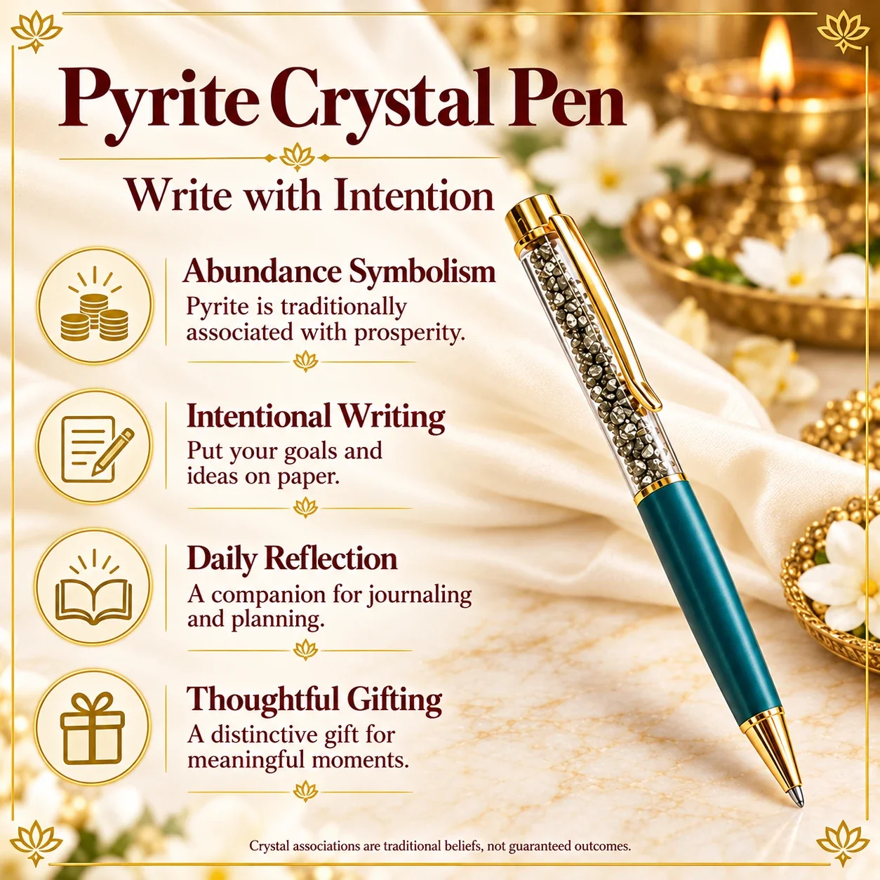 Pyrite Crystal Pen — buy online at Digveda