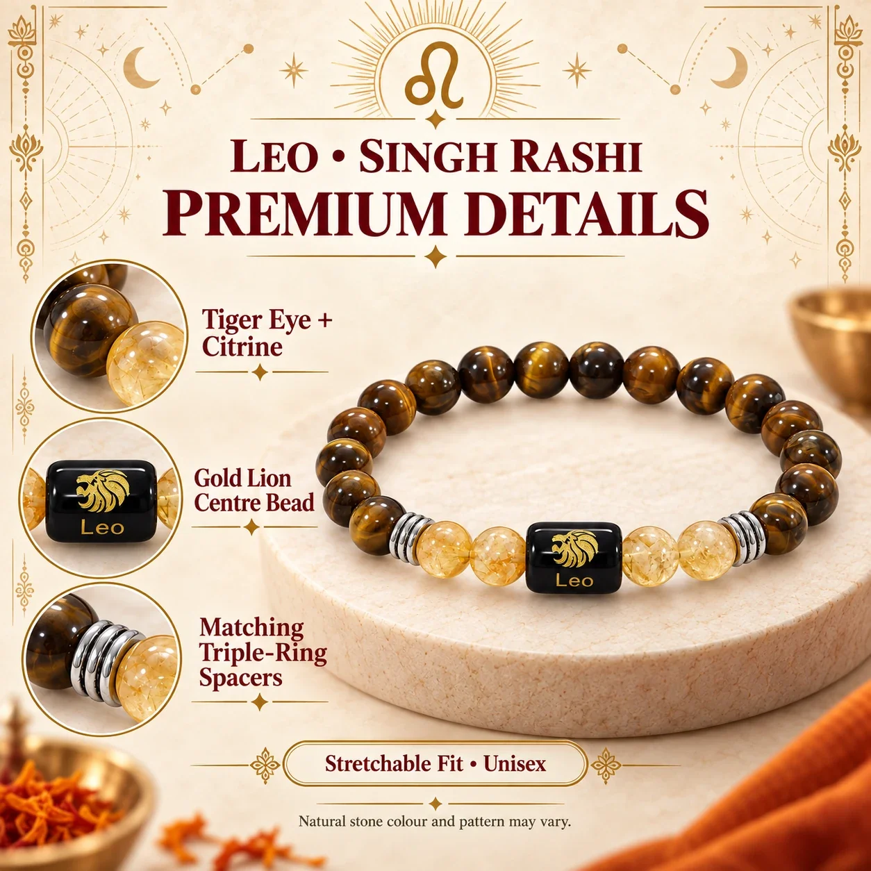 Leo (Sinh Rashi) Zodiac Bracelet — buy online at Digveda