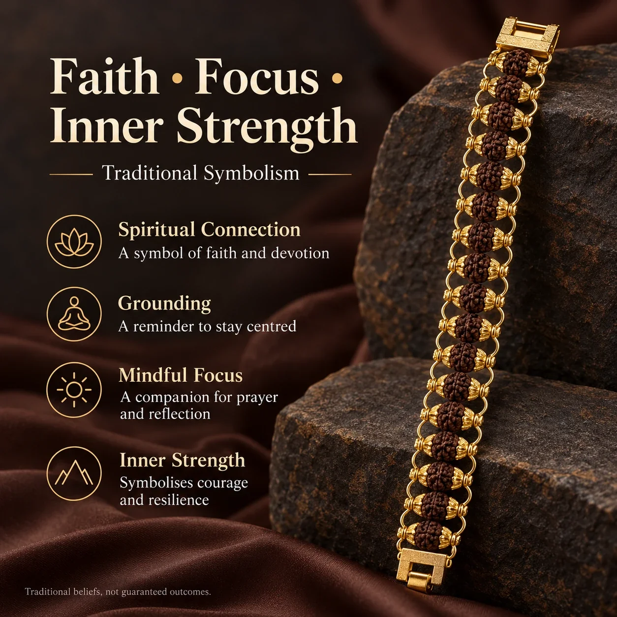 Gold Plated Essential Rudraksha Bracelet — buy online at Digveda