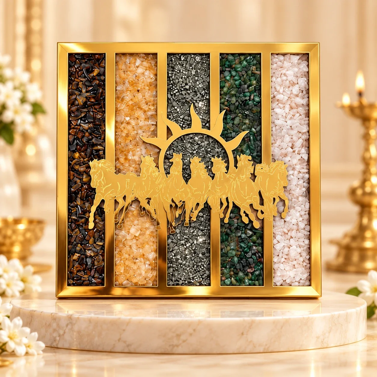 Seven Horses Dhan Yog Crystal Frame — buy online at Digveda