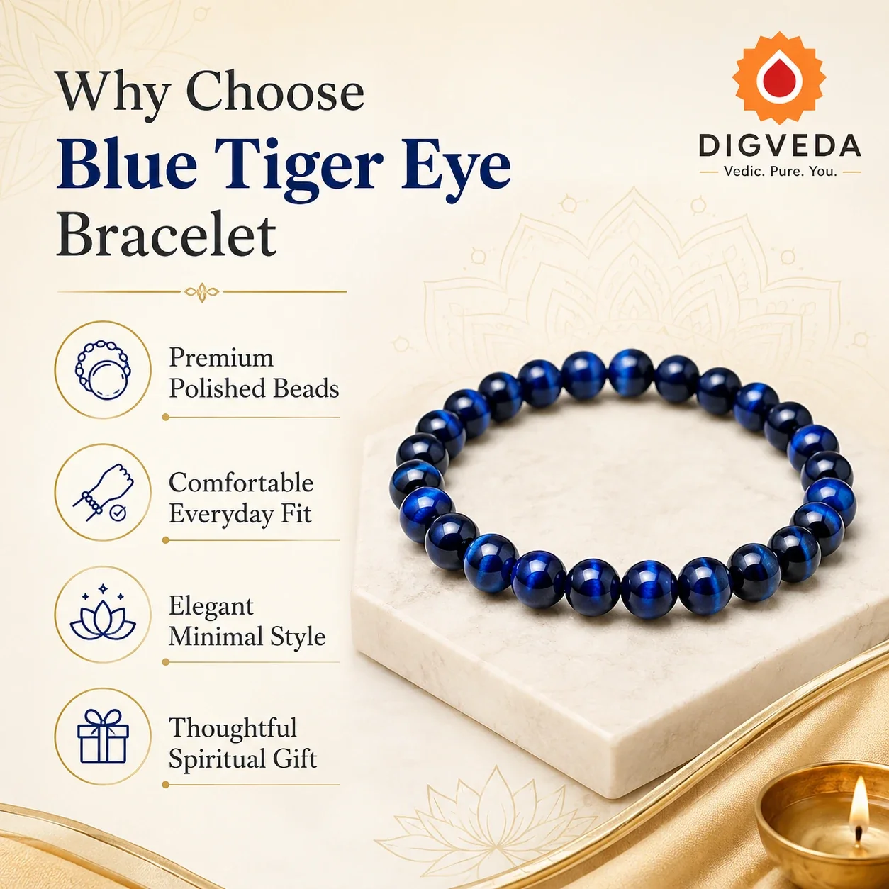 Blue Tiger Eye Bracelet — buy online at Digveda