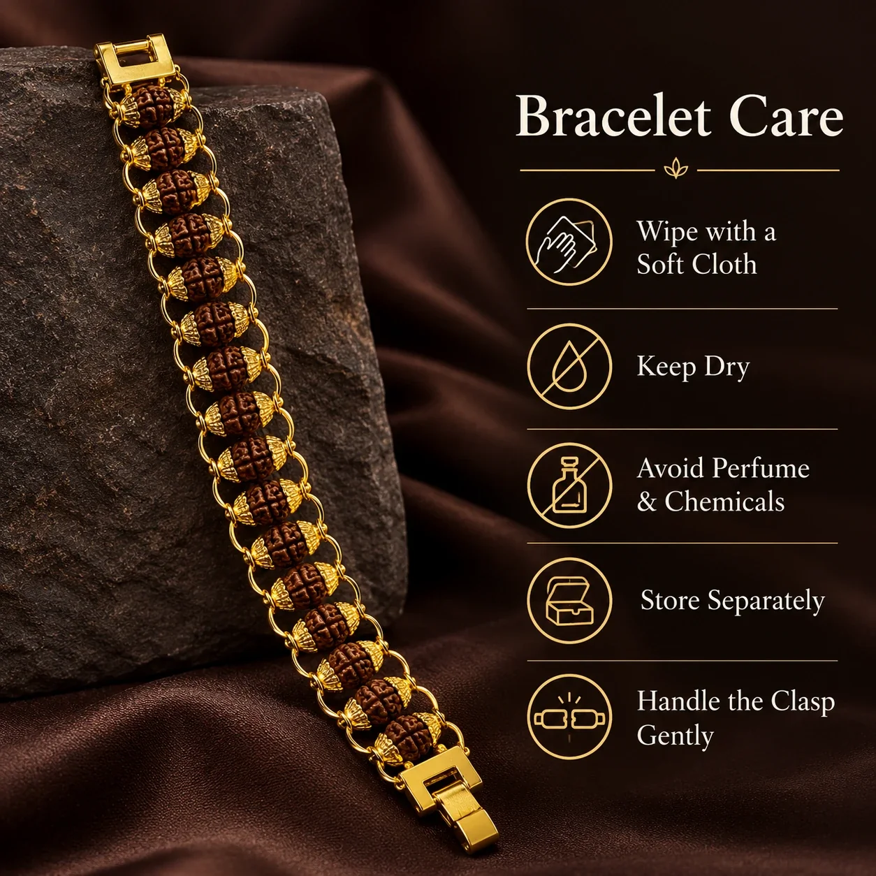 Gold Plated Essential Rudraksha Bracelet — buy online at Digveda
