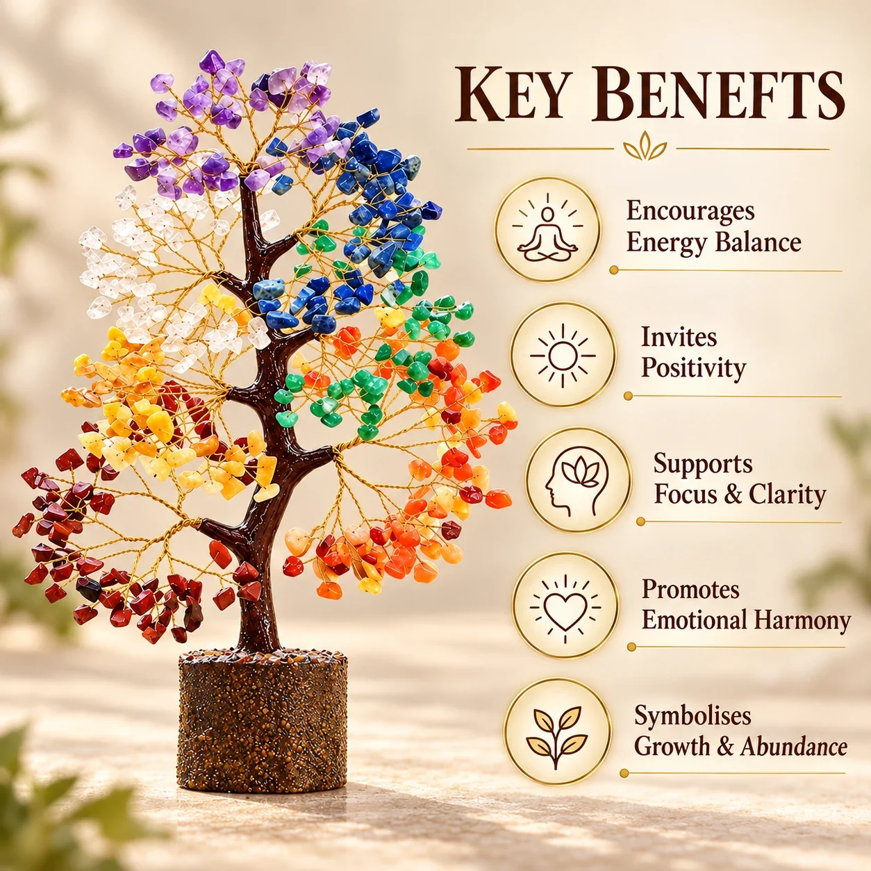 7 Chakra Natural Gemstone Tree of Life — buy online at Digveda