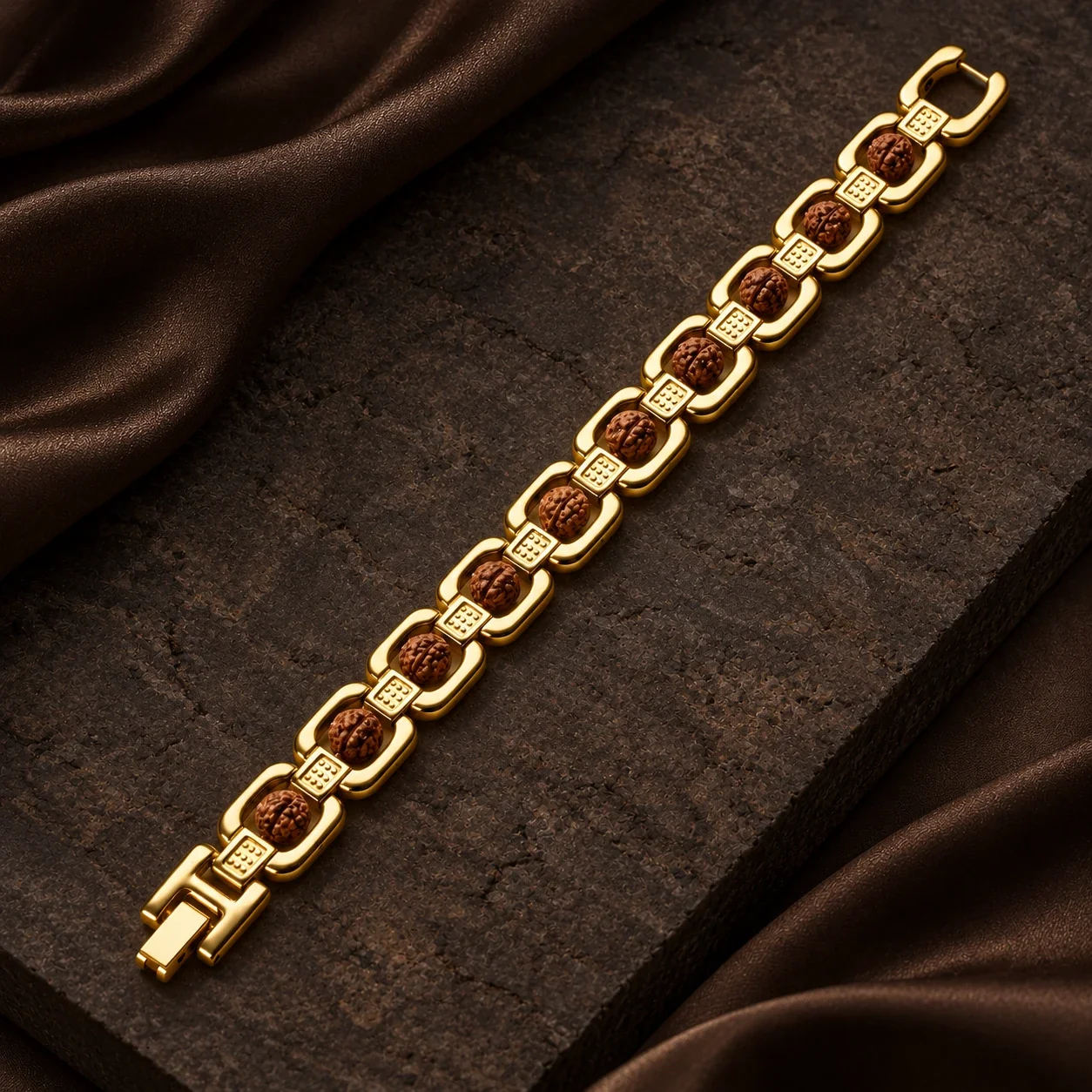 Gold Plated Premium Rudraksha Bracelet — buy online at Digveda