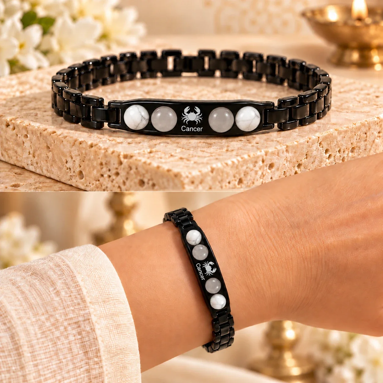 Cancer (Kark Rashi) Zodiac Black-Link Bracelet — buy online at Digveda