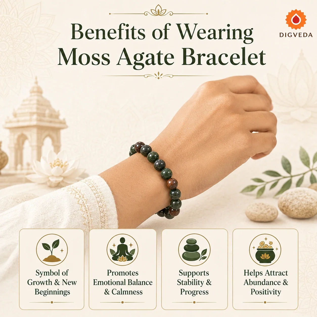 Moss Agate Bracelet — buy online at Digveda