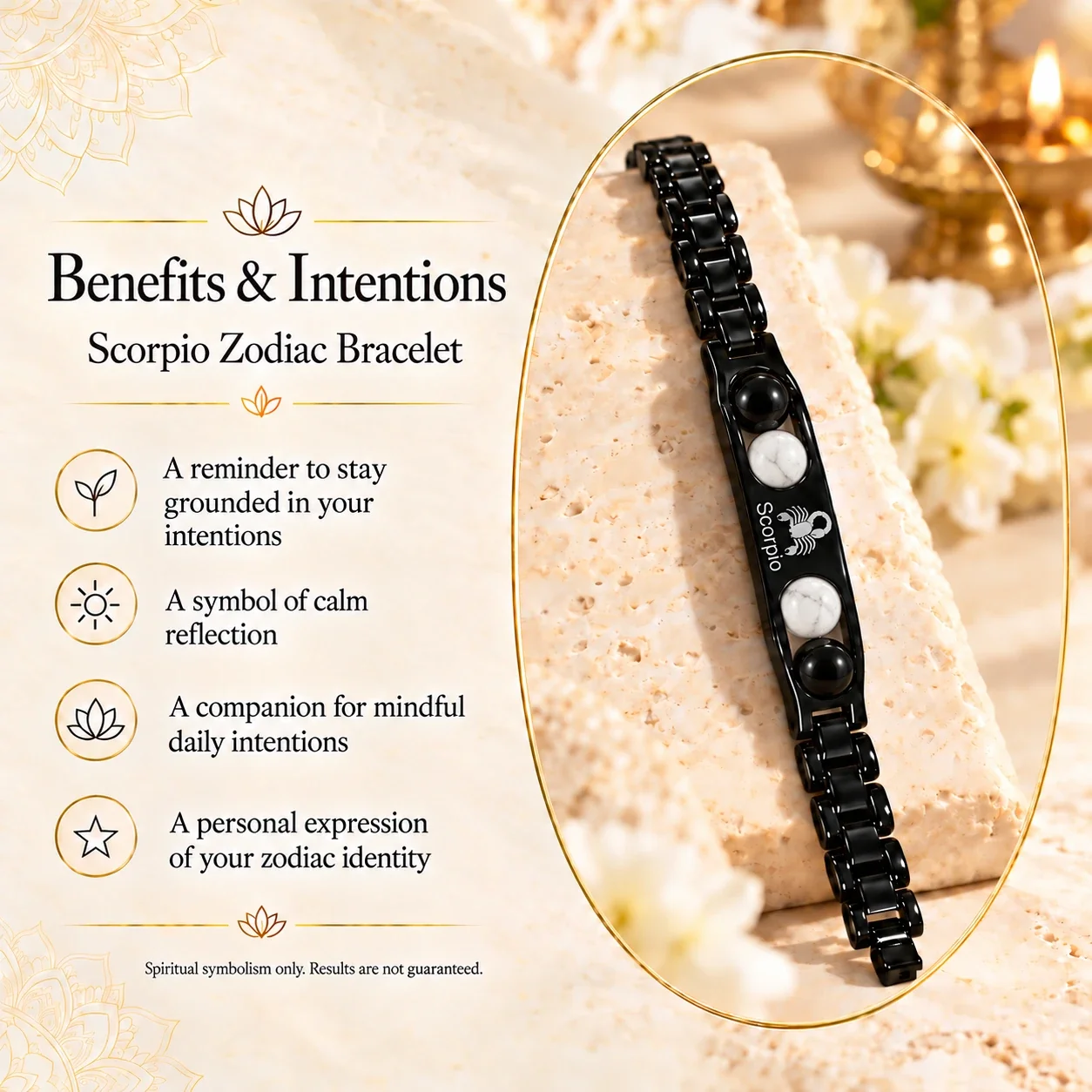 Scorpio (Vrishchik Rashi) Zodiac Black-Link Bracelet — buy online at Digveda