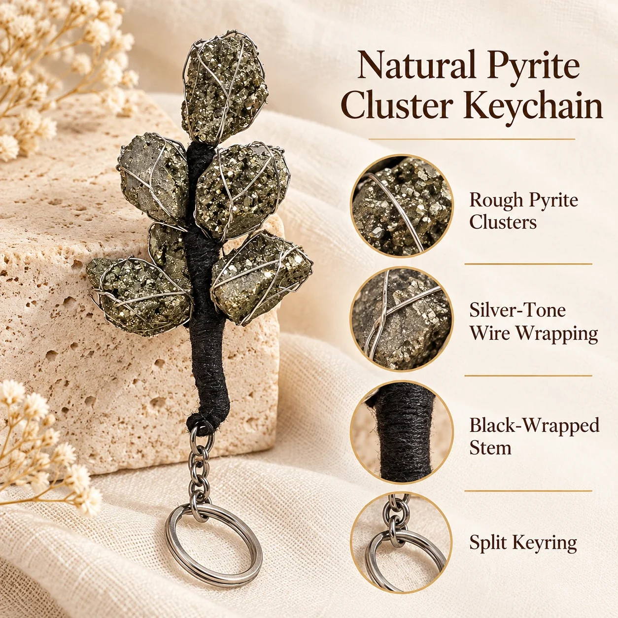 Pyrite Keychain — buy online at Digveda