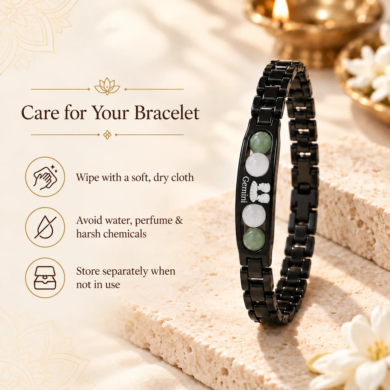 Gemini Zodiac Black-Link Bracelet — buy online at Digveda