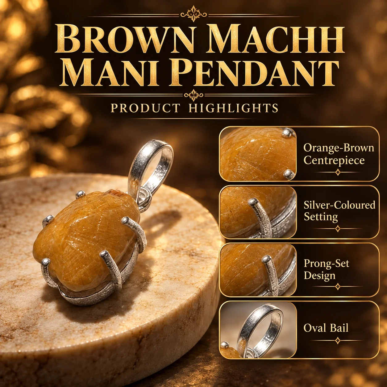 Brown Machh Mani Pendant — buy online at Digveda