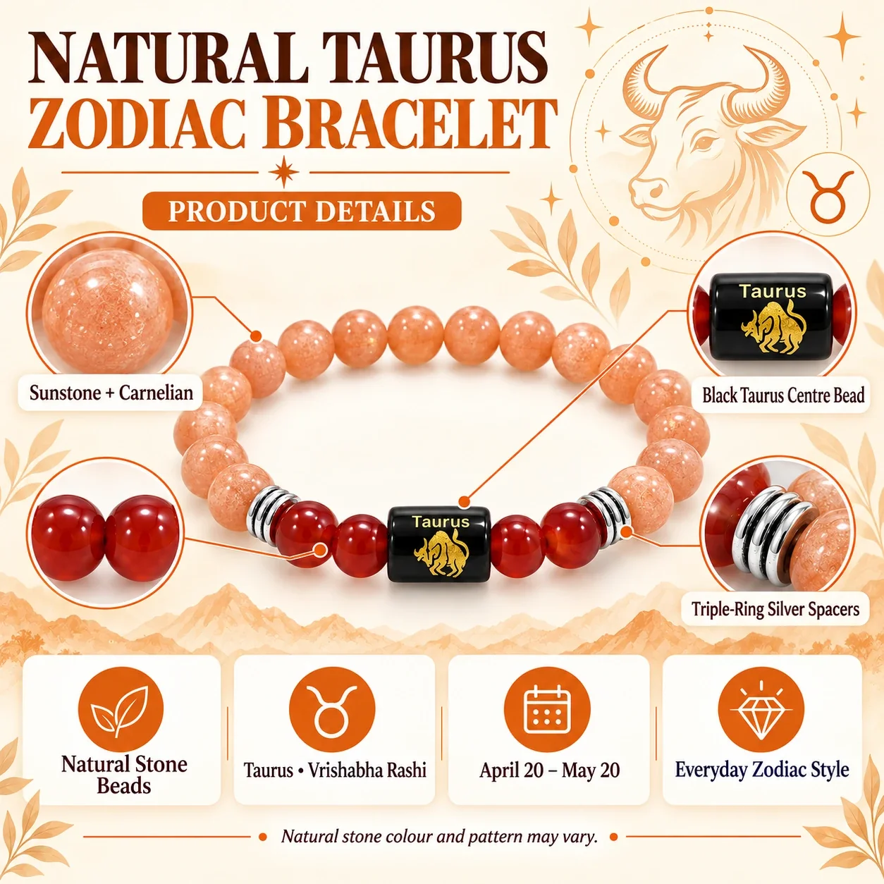Taurus (Vrishabh Rashi) Zodiac Bracelet — buy online at Digveda