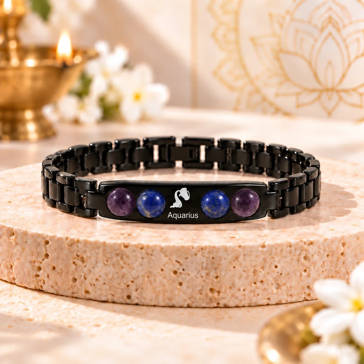 Aquarius (Kumbh Rashi) Zodiac Black-Link Bracelet — buy online at Digveda