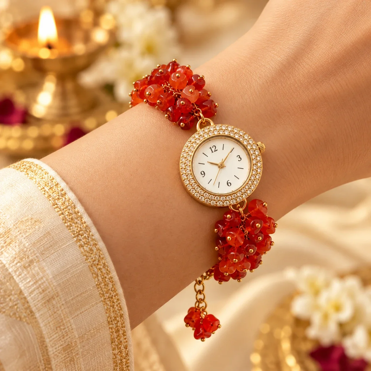 Carnelian Crystal Chip Watch — buy online at Digveda