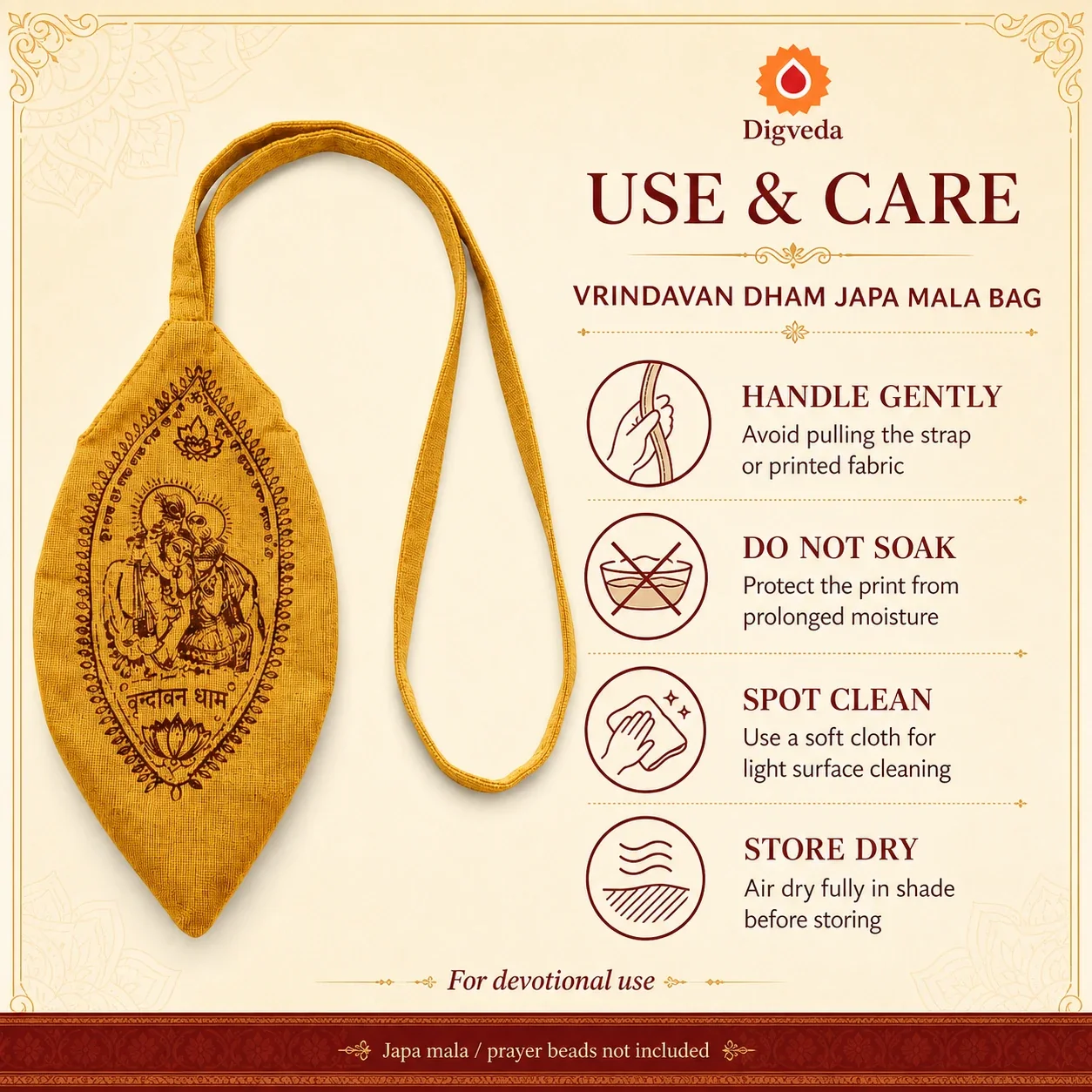 Vrindavan Dham Radha Krishna Japa Mala Bag — buy online at Digveda