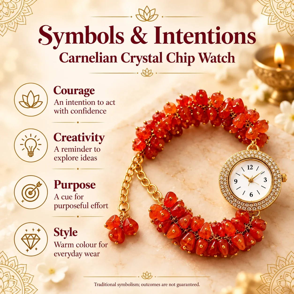 Carnelian Crystal Chip Watch — buy online at Digveda