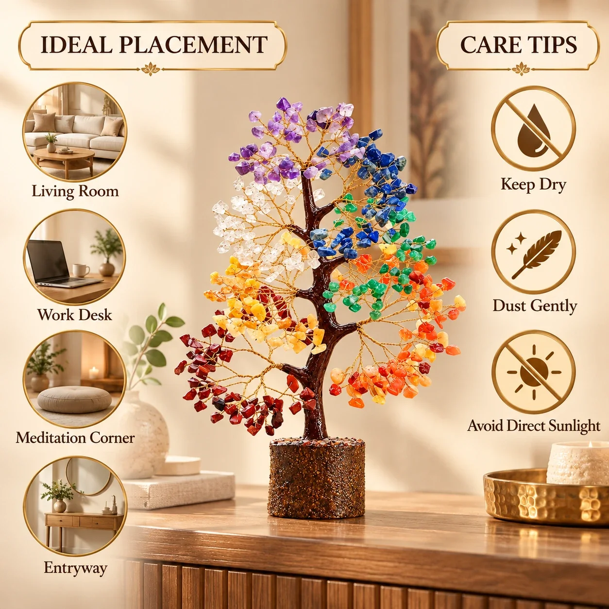 7 Chakra Natural Gemstone Tree of Life — buy online at Digveda