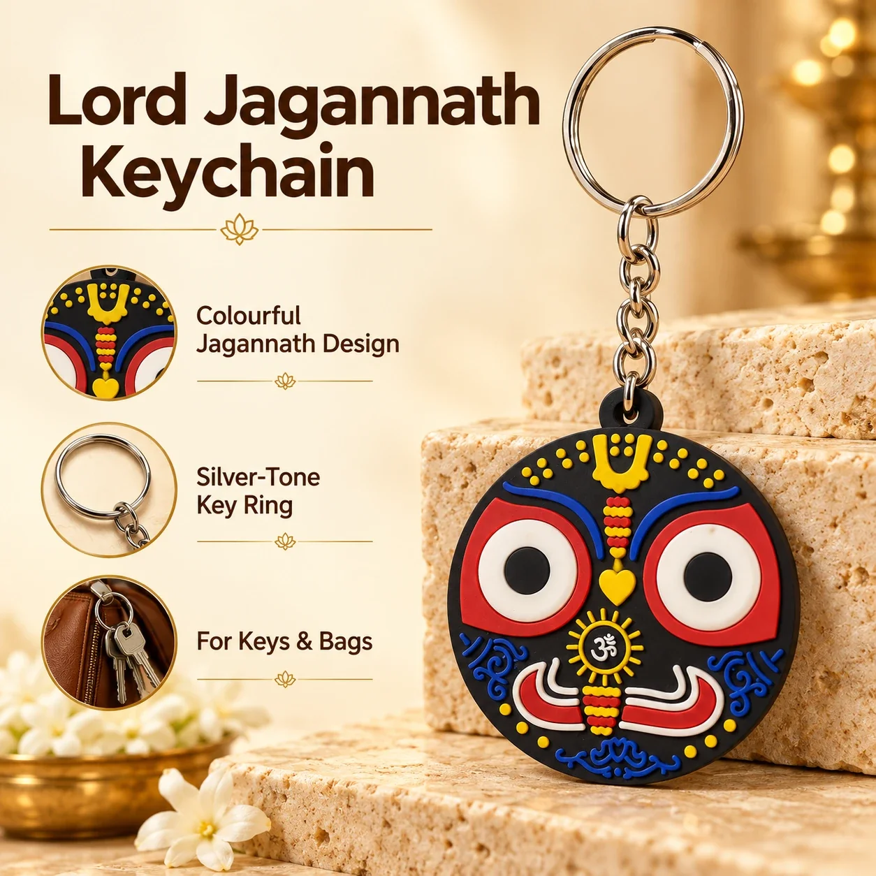 Lord Jagannath Face Keychain — buy online at Digveda