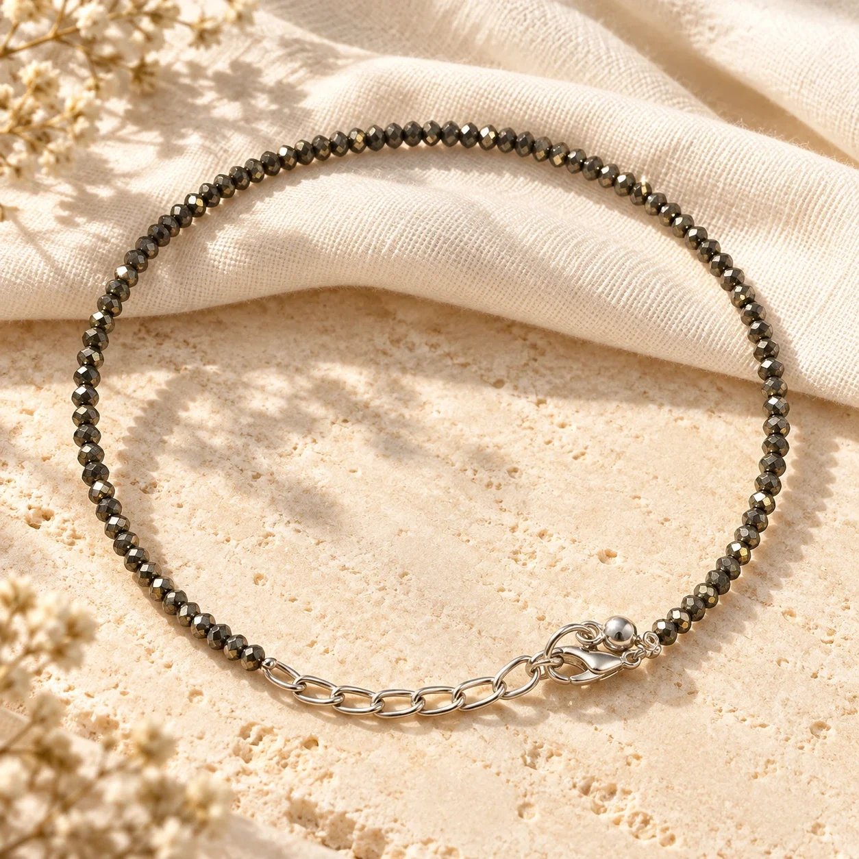Natural Pyrite Anklet — buy online at Digveda