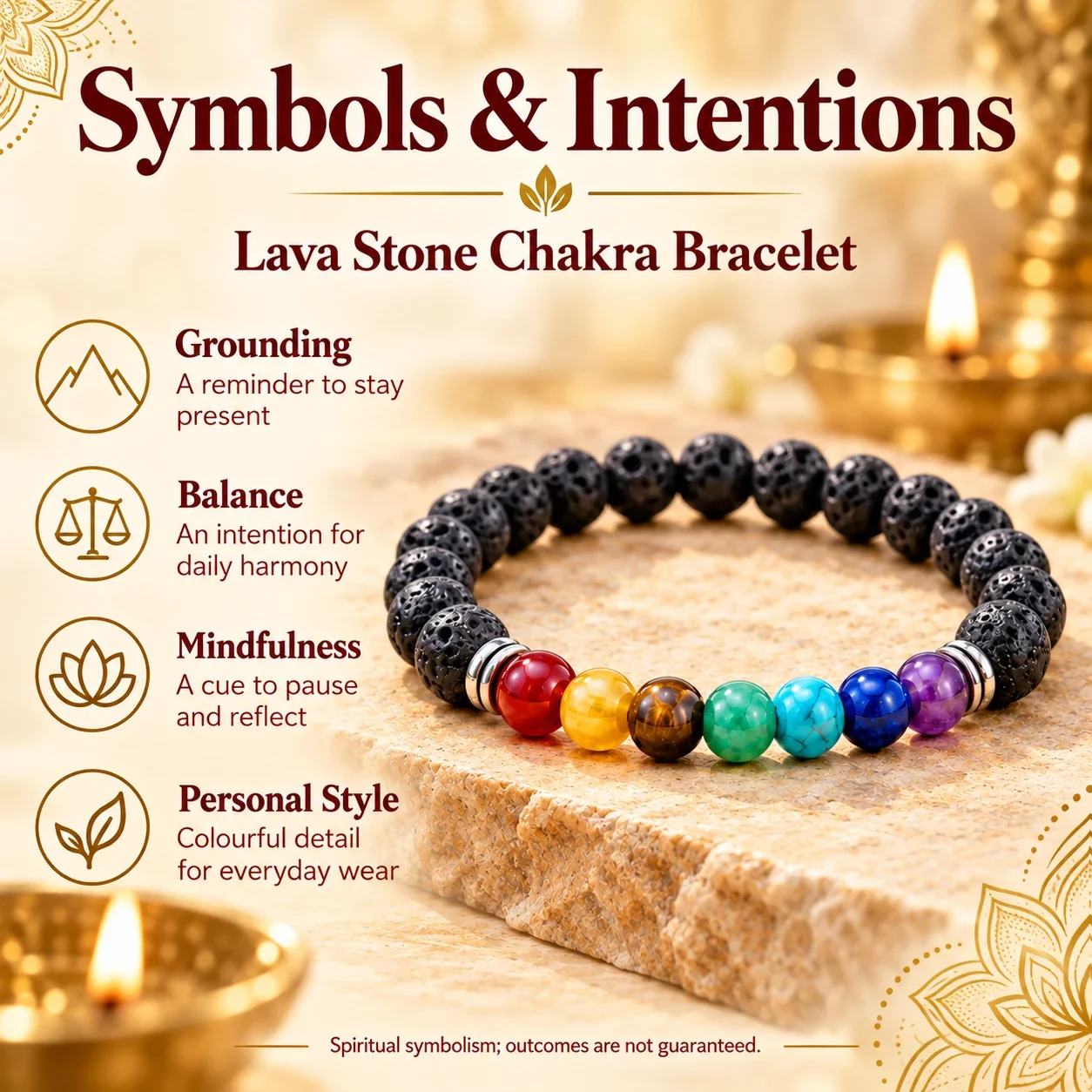 Lava Stone Chakra Bracelet — buy online at Digveda