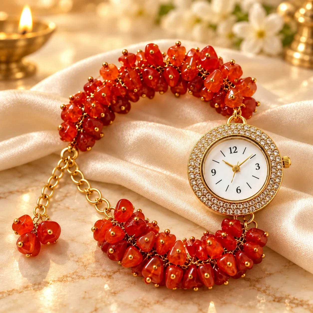 Carnelian Crystal Chip Watch — buy online at Digveda