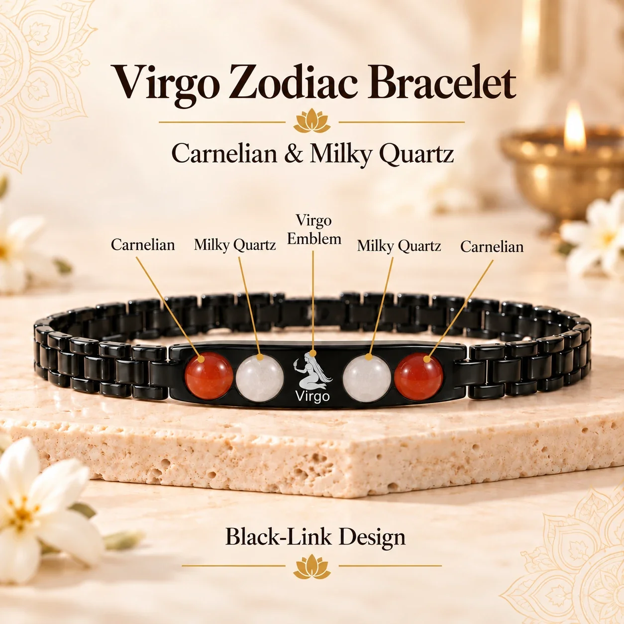 Virgo (Kanya RashiZodiac Black-Link Bracelet — buy online at Digveda