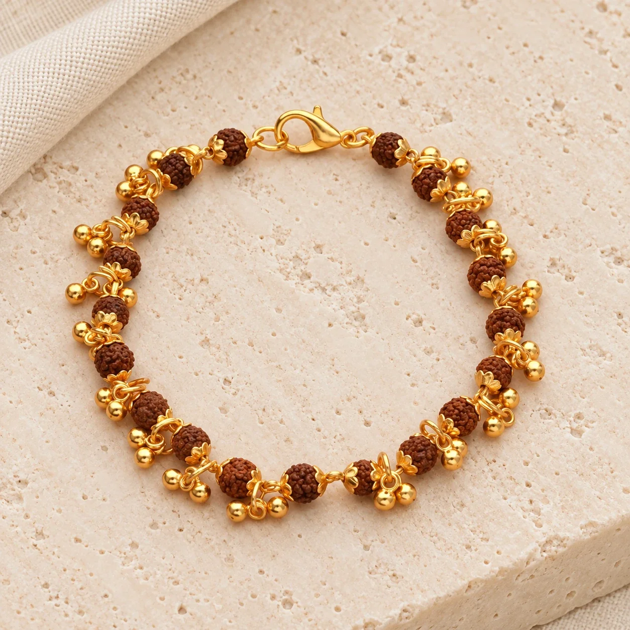 Gold Plated Elemental Rudraksha Bracelet For Women — buy online at Digveda