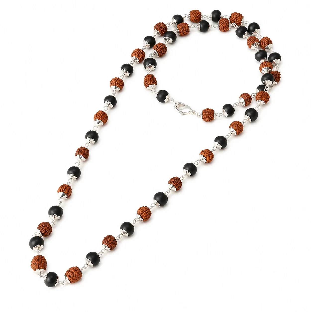 Silver plated Rudraksha Karungali Mala — buy online at Digveda