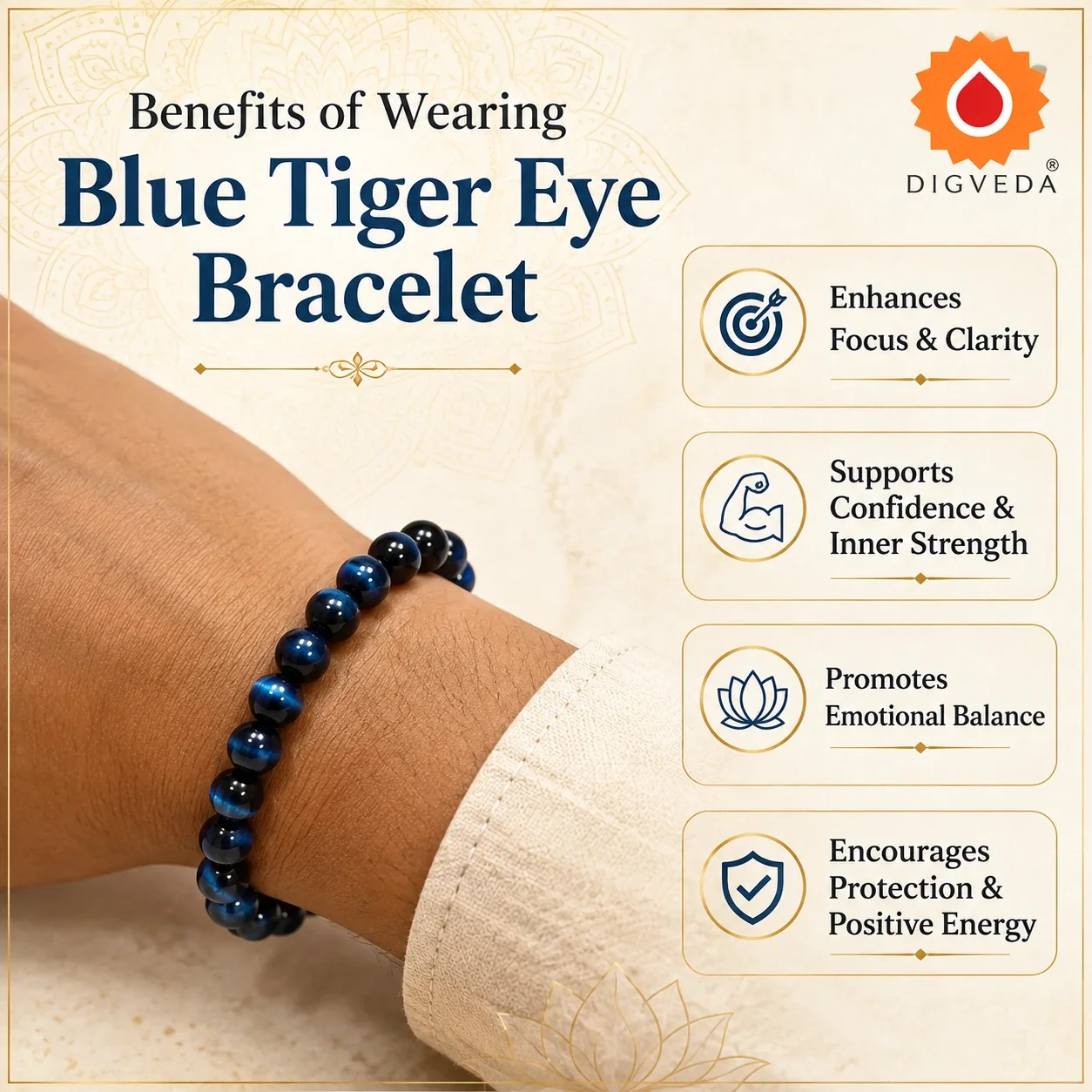Blue Tiger Eye Bracelet — buy online at Digveda
