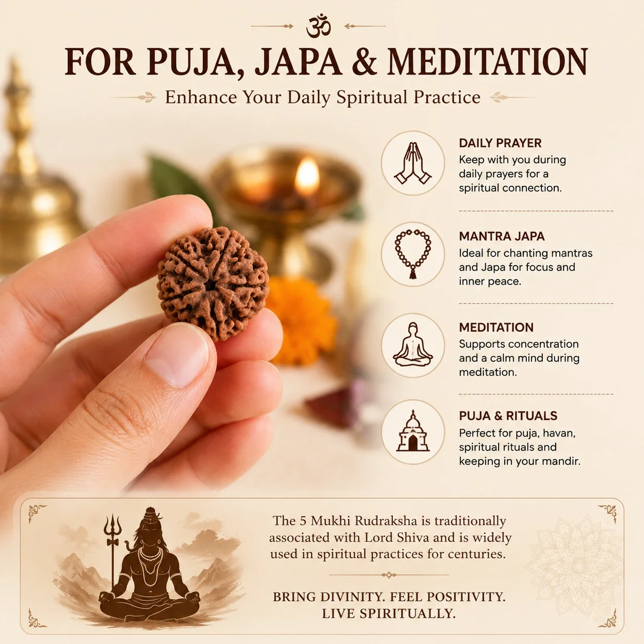 5 Mukhi Rudraksha — buy online at Digveda