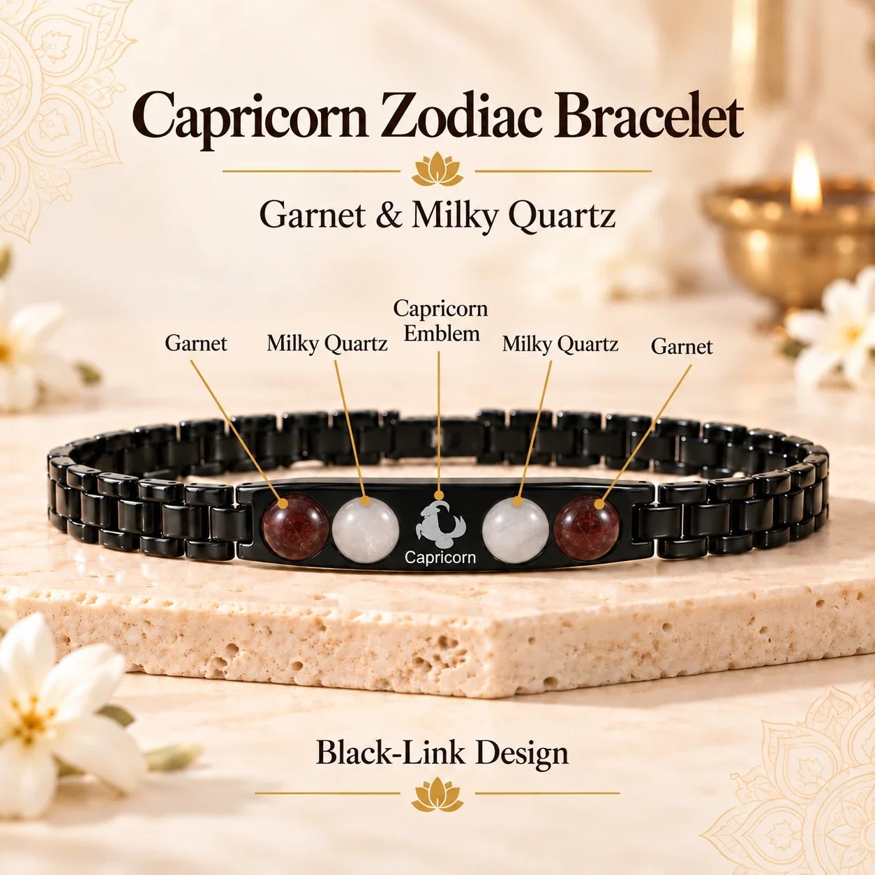 Capricorn Zodiac Black-Link Bracelet — buy online at Digveda