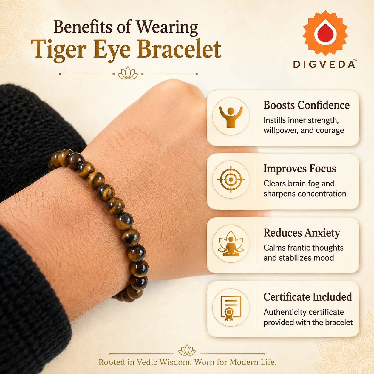 Tiger Eye Bracelet — buy online at Digveda