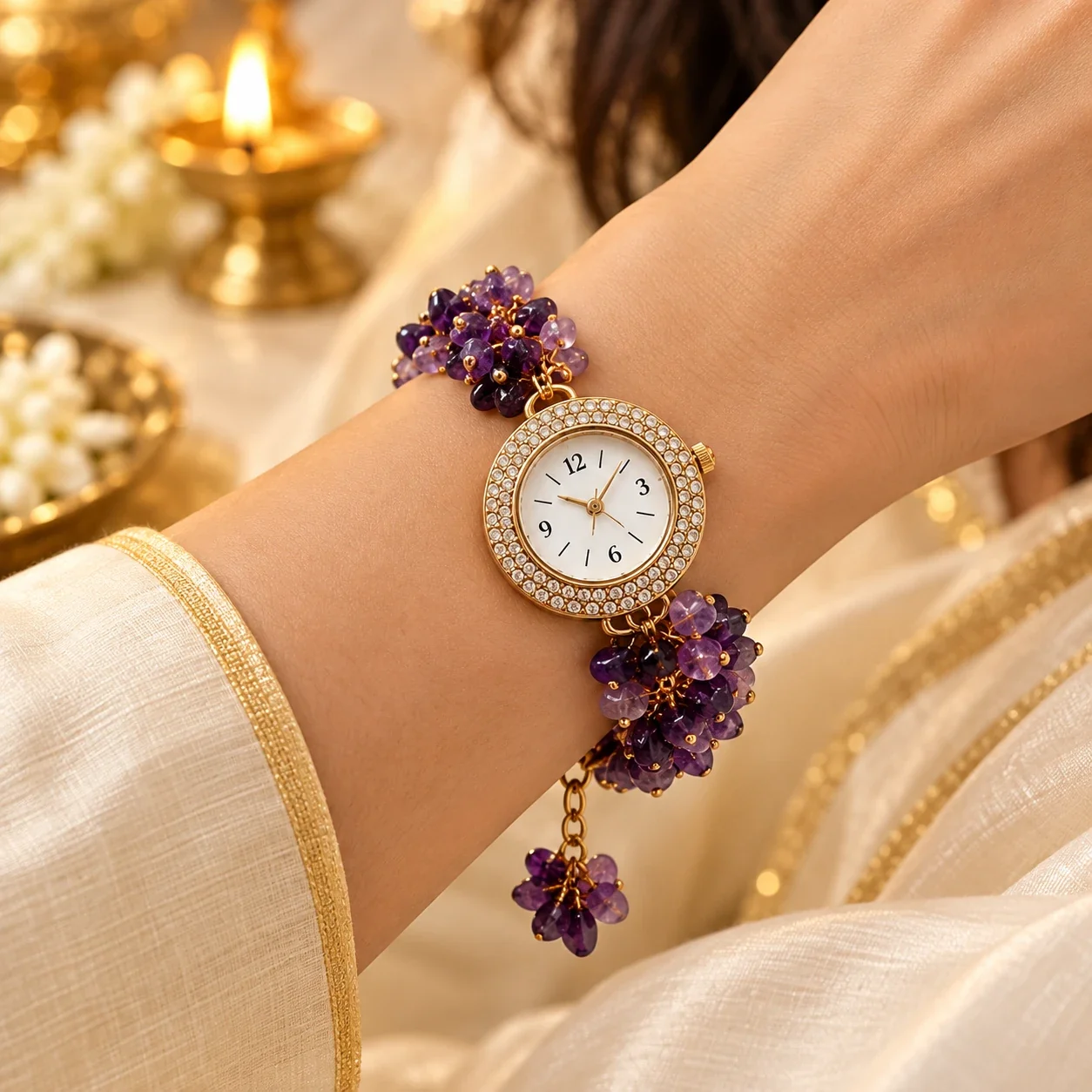 Amethyst Crystal Chip Watch — buy online at Digveda