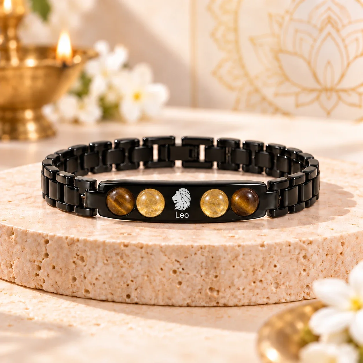 Leo (Sinh Rashi) Zodiac Black-Link Bracelet — buy online at Digveda